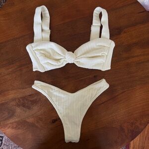 Montce Cream Textured Knot Bikini Set